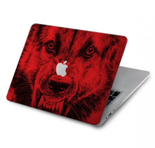 S1090 Rouge Loup Etui Coque Housse pour MacBook Pro 16 M1,M2 (2021,2023) - A2485, A2780