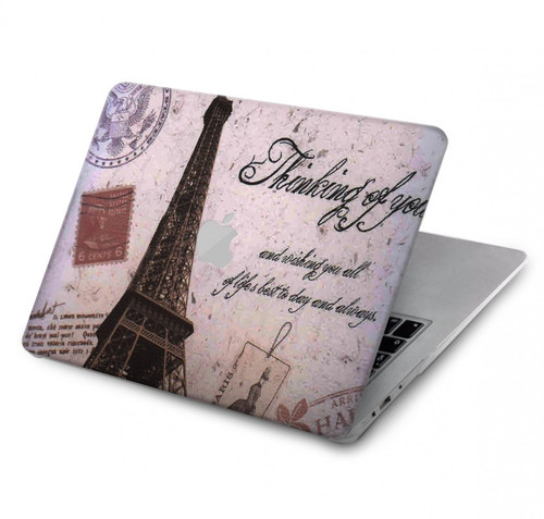 S2211 Carte postale de Paris Tour Eiffel Etui Coque Housse pour MacBook Pro 16 M1,M2,M3,M4 (2021,2024) - A3403, A3186, A2991, A2780, A2485
