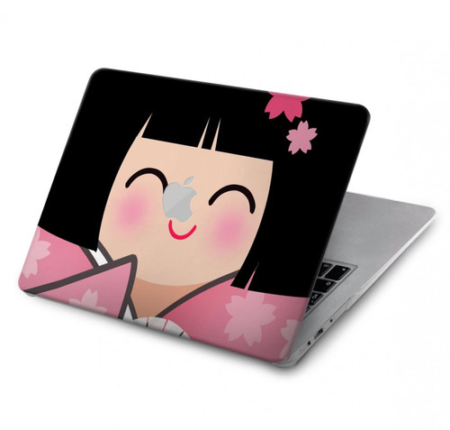 S3042 Japon fille Hina Sakura Kimono Poupée Etui Coque Housse pour MacBook Pro 16 M1,M2 (2021,2023) - A2485, A2780