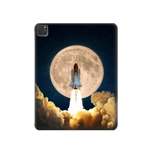 S3859 Bitcoin à la Lune Etui Coque Housse pour iPad Pro 11 (2021,2020,2018, 3rd, 2nd, 1st)