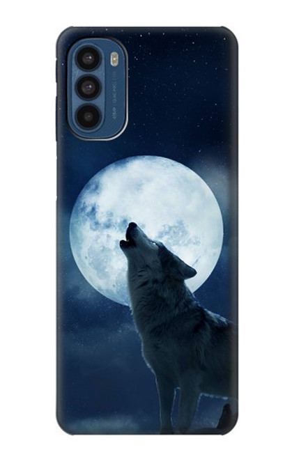 S3693 Pleine lune du loup blanc sinistre Etui Coque Housse pour Motorola Moto G41