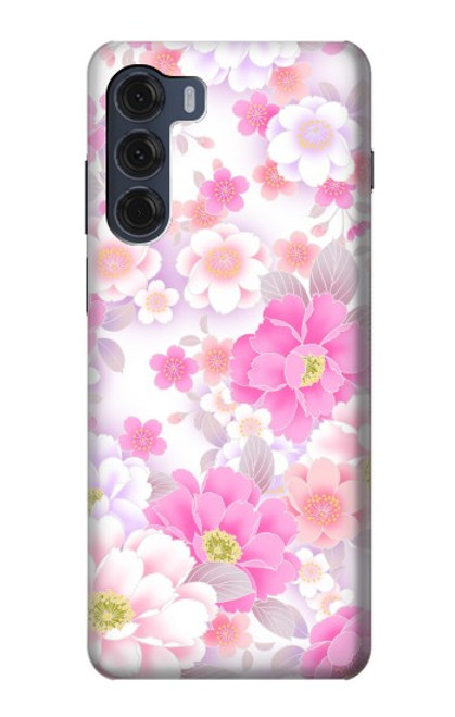 S3036 Flore de fleur rose douce Etui Coque Housse pour Motorola Moto G200 5G