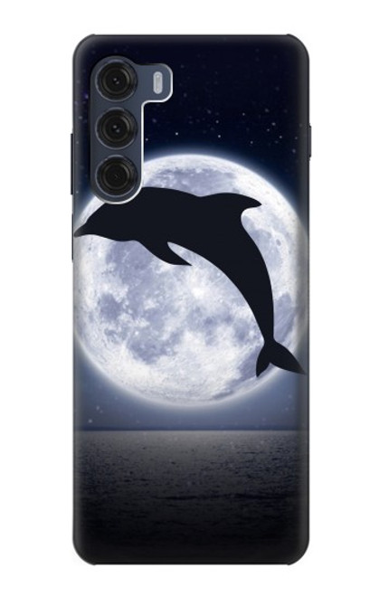 S3510 Dauphin Lune Nuit Etui Coque Housse pour Motorola Moto G200 5G