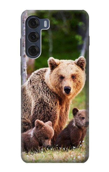 S3558 Famille d'ours Etui Coque Housse pour Motorola Moto G200 5G