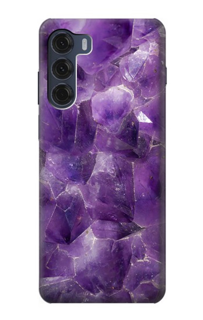 S3713 Graphique violet améthyste à quartz imprimé Etui Coque Housse pour Motorola Moto G200 5G