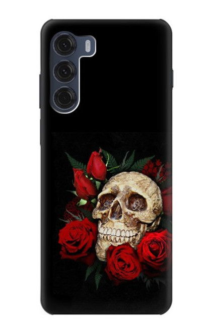 S3753 Roses de crâne gothique sombre Etui Coque Housse pour Motorola Moto G200 5G