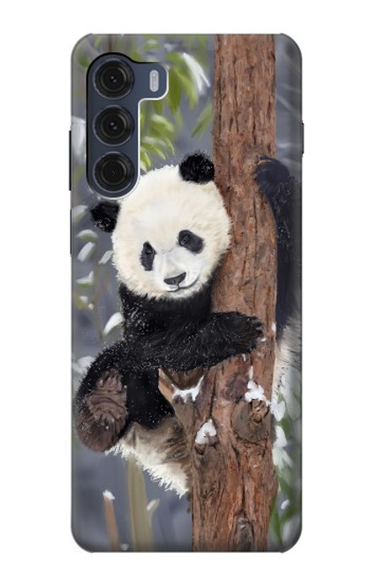 S3793 Peinture de neige mignon bébé panda Etui Coque Housse pour Motorola Moto G200 5G