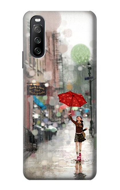 S0108 Fille sous la pluie Etui Coque Housse pour Sony Xperia 10 III Lite