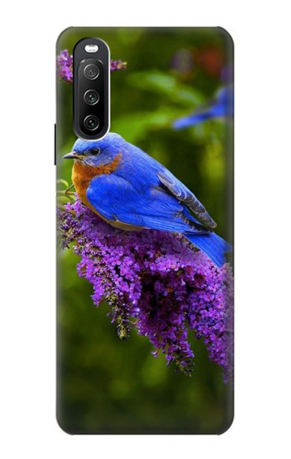 S1565 Oiseau bleu de bonheur Bleu Oiseau Etui Coque Housse pour Sony Xperia 10 III Lite