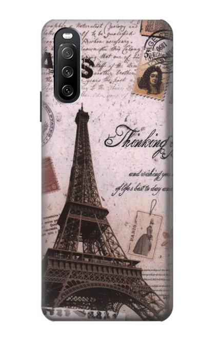 S2211 Carte postale de Paris Tour Eiffel Etui Coque Housse pour Sony Xperia 10 III Lite