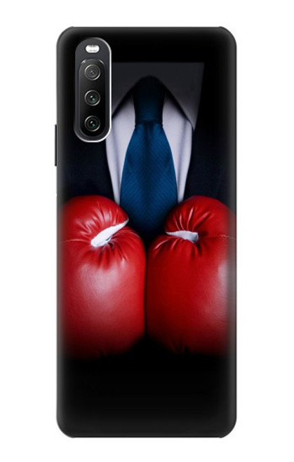 S2261 Homme d'affaires Noir Costume avec des gants de boxe Etui Coque Housse pour Sony Xperia 10 III Lite