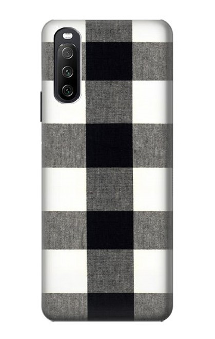 S2842 Noir et blanc Buffle motif de vérification Etui Coque Housse pour Sony Xperia 10 III Lite