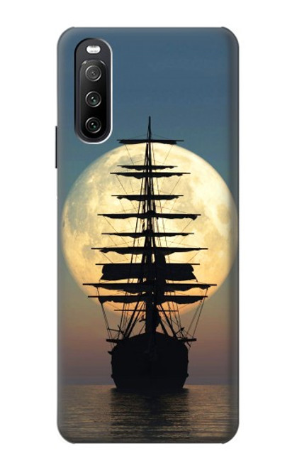 S2897 Pirate Ship Lune Nuit Etui Coque Housse pour Sony Xperia 10 III Lite