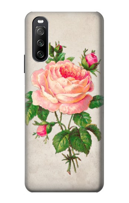 S3079 Rose Rose millésimé Etui Coque Housse pour Sony Xperia 10 III Lite