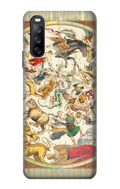 S3145 Constellation antique Carte du ciel étoilé Etui Coque Housse pour Sony Xperia 10 III Lite