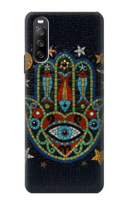 S3175 Hamsa Mosaïques main Etui Coque Housse pour Sony Xperia 10 III Lite