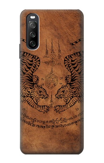 S3209 Sak Yant jumeau Tigre Etui Coque Housse pour Sony Xperia 10 III Lite