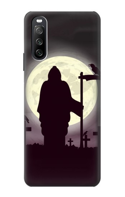 S3262 Lune de nuit faucheuse cimetière Etui Coque Housse pour Sony Xperia 10 III Lite