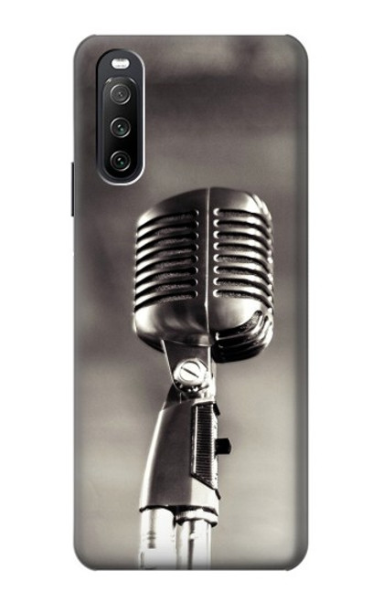 S3495 Microphone millésimé Etui Coque Housse pour Sony Xperia 10 III Lite
