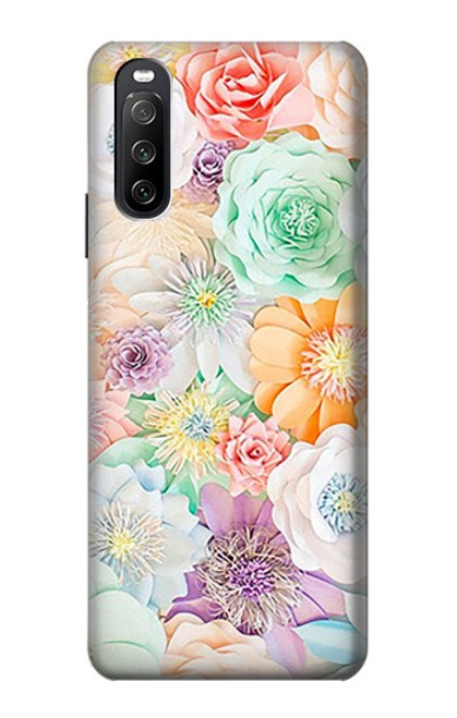 S3705 Fleur florale pastel Etui Coque Housse pour Sony Xperia 10 III Lite