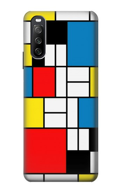 S3814 Composition de dessin au trait Piet Mondrian Etui Coque Housse pour Sony Xperia 10 III Lite