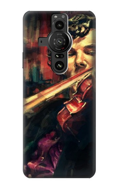 S0723 Peinture Art violon Etui Coque Housse pour Sony Xperia Pro-I