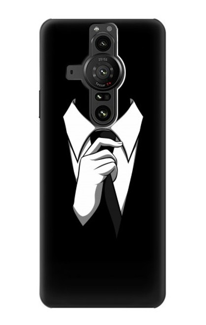 S1591 Anonymous Homme en Costume Noir Etui Coque Housse pour Sony Xperia Pro-I