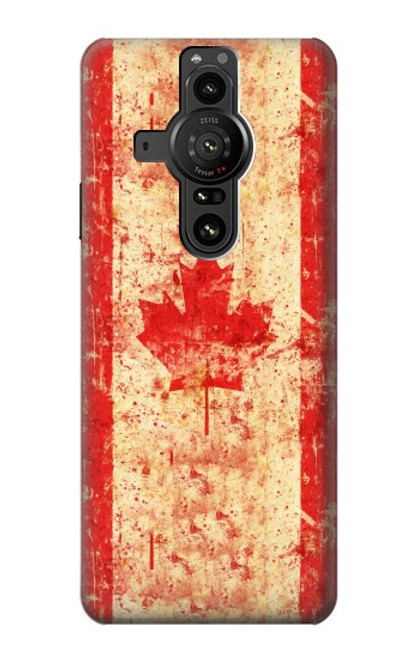 S1603 Drapeau du Canada Vieux Millésime Etui Coque Housse pour Sony Xperia Pro-I