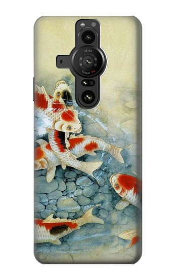 S1654 Carpe Koï poisson Peinture Art Etui Coque Housse pour Sony Xperia Pro-I