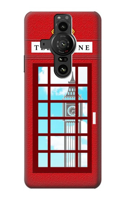 S2059 Angleterre britannique Cabine téléphonique Minimaliste Etui Coque Housse pour Sony Xperia Pro-I