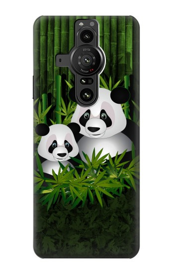 S2441 Forêt de Bambous de la famille Panda Etui Coque Housse pour Sony Xperia Pro-I