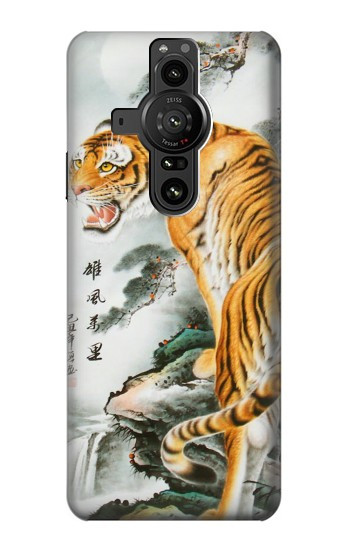 S2750 Peinture orientale Tigre chinois Etui Coque Housse pour Sony Xperia Pro-I