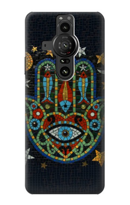 S3175 Hamsa Mosaïques main Etui Coque Housse pour Sony Xperia Pro-I