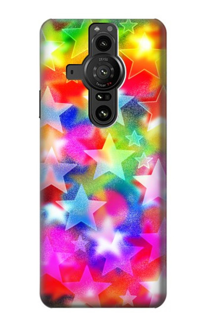 S3292 Coloré Disco étoile Etui Coque Housse pour Sony Xperia Pro-I