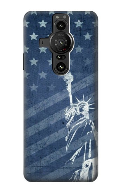 S3450 Drapeau des États-Unis Statue de la Liberté Etui Coque Housse pour Sony Xperia Pro-I