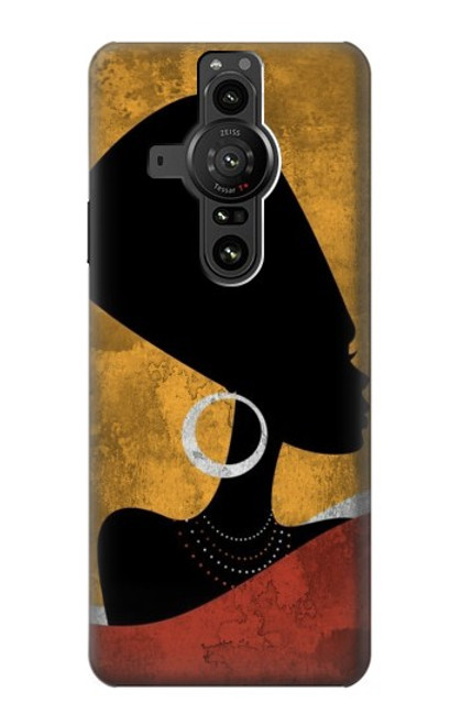 S3453 Africaine Reine Néfertiti Silhouette Etui Coque Housse pour Sony Xperia Pro-I