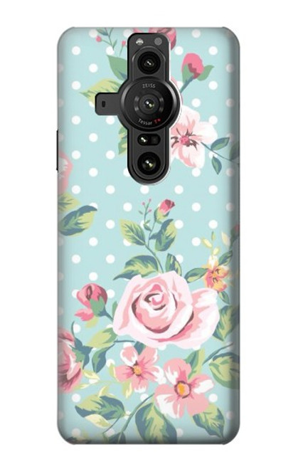 S3494 Rose à pois millésimé Etui Coque Housse pour Sony Xperia Pro-I