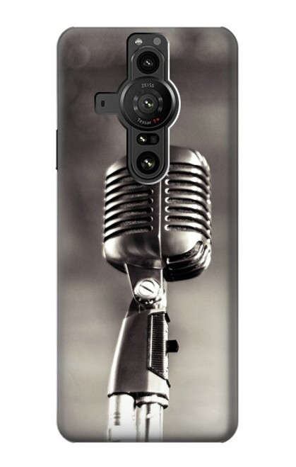 S3495 Microphone millésimé Etui Coque Housse pour Sony Xperia Pro-I