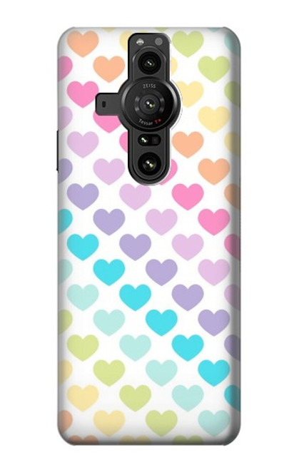 S3499 Motif coloré coeur Etui Coque Housse pour Sony Xperia Pro-I