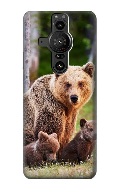 S3558 Famille d'ours Etui Coque Housse pour Sony Xperia Pro-I