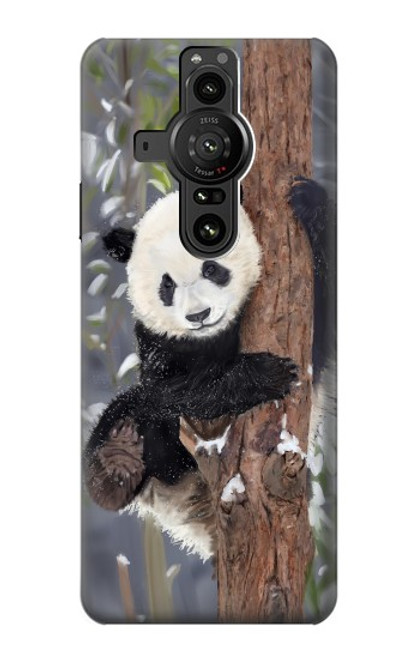 S3793 Peinture de neige mignon bébé panda Etui Coque Housse pour Sony Xperia Pro-I