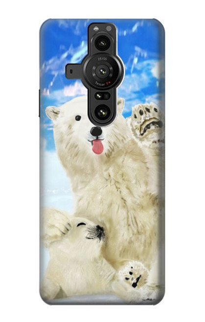 S3794 Ours polaire arctique amoureux de la peinture de phoque Etui Coque Housse pour Sony Xperia Pro-I