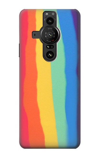 S3799 Arc-en-ciel aquarelle vertical mignon Etui Coque Housse pour Sony Xperia Pro-I