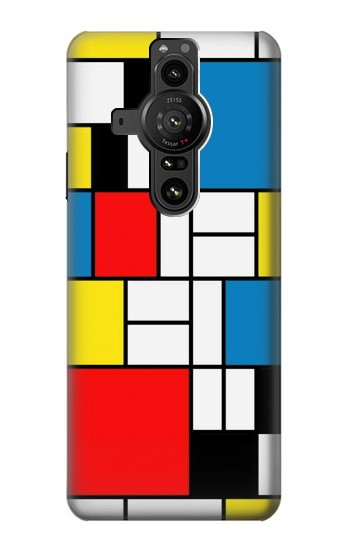 S3814 Composition de dessin au trait Piet Mondrian Etui Coque Housse pour Sony Xperia Pro-I
