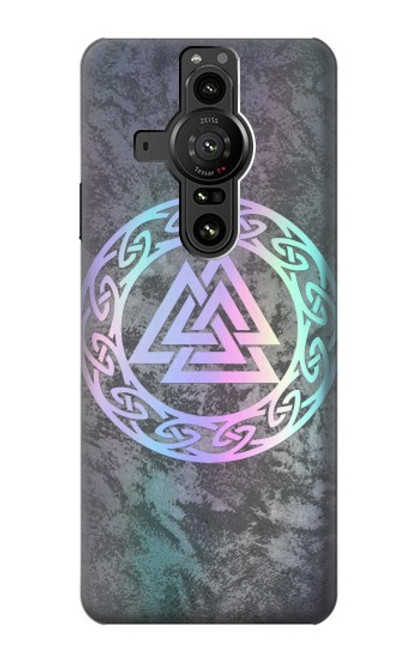 S3833 Valknut Odin Wotans Noeud Hrungnir Coeur Etui Coque Housse pour Sony Xperia Pro-I