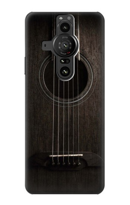 S3834 Guitare noire Old Woods Etui Coque Housse pour Sony Xperia Pro-I