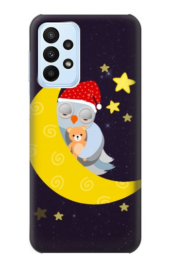 S2849 Mignon Lune Nuit Sleepy Chouette Etui Coque Housse pour Samsung Galaxy A23