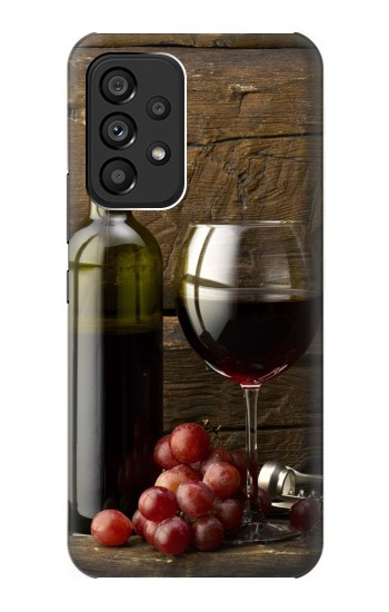 S1316 Raisins Bouteille et un verre de vin rouge Etui Coque Housse pour Samsung Galaxy A53 5G