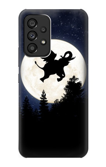 S3323 Voler l'Eléphant Nuit de pleine lune Etui Coque Housse pour Samsung Galaxy A53 5G