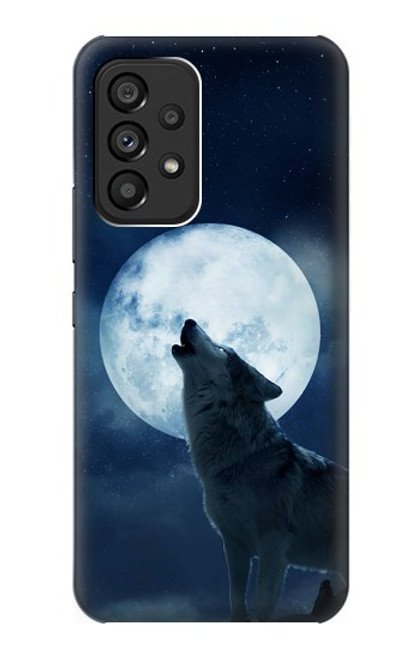 S3693 Pleine lune du loup blanc sinistre Etui Coque Housse pour Samsung Galaxy A53 5G